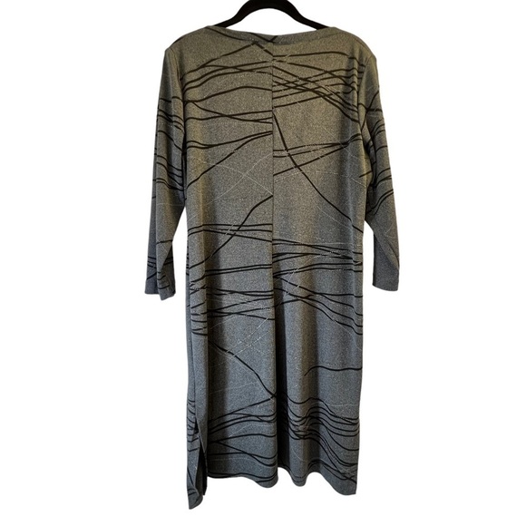 Jolibel Women's Dress Large Gray Silver Metallic Thread Long Sleeves - Picture 10 of 12
